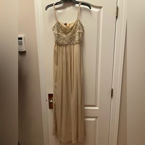 Forever 21 Champagne Beaded gown, Size Small